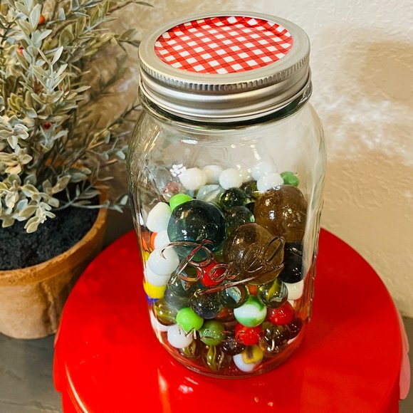 Vintage Other - 150 VTG marbles in VTG Masson jar